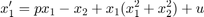 $$ x_1'=p x_1-x_2+x_1(x_1^2+x_2^2)+u$$