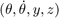 $(\theta,\dot\theta,y,z)$